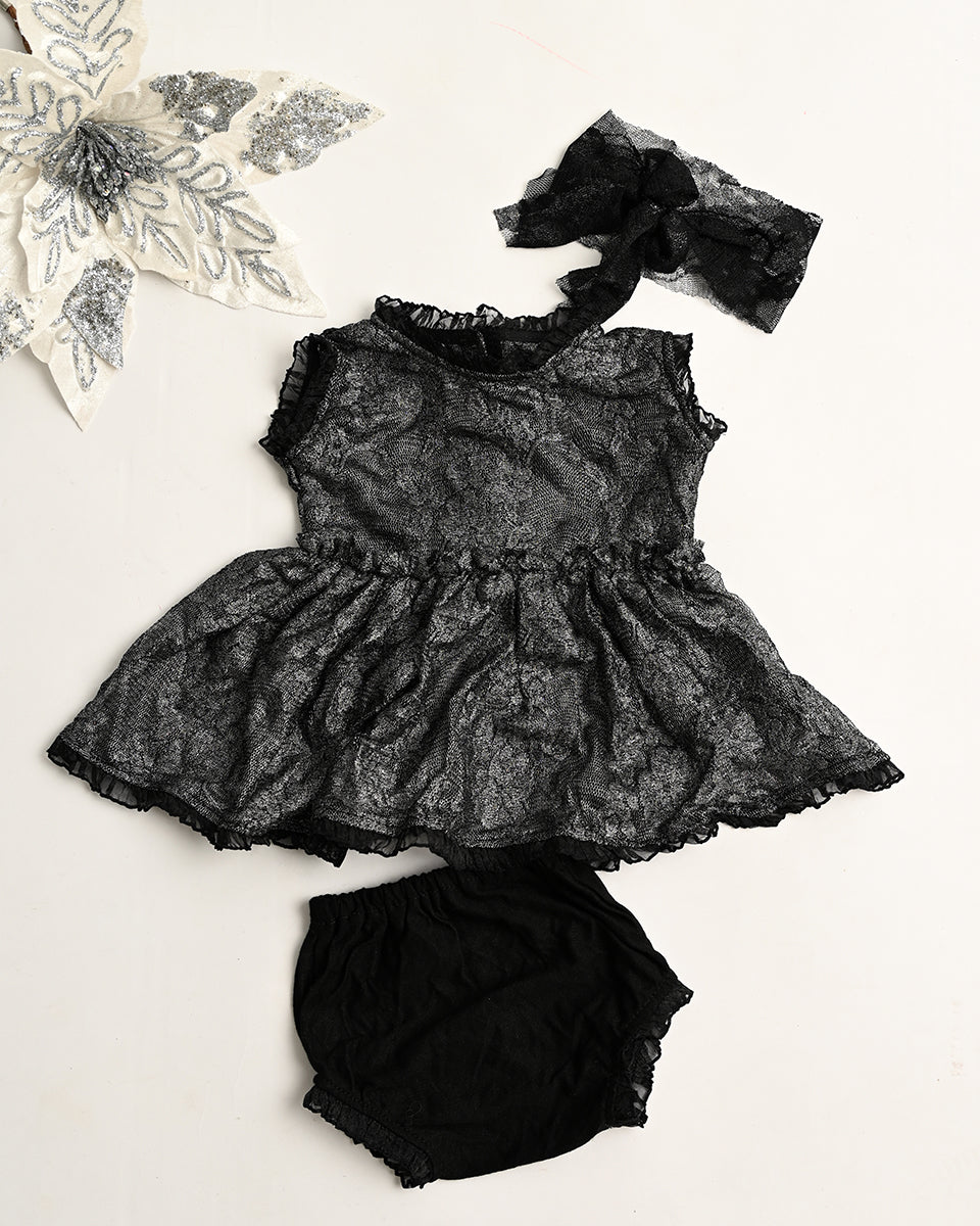 silver black dress for newborn