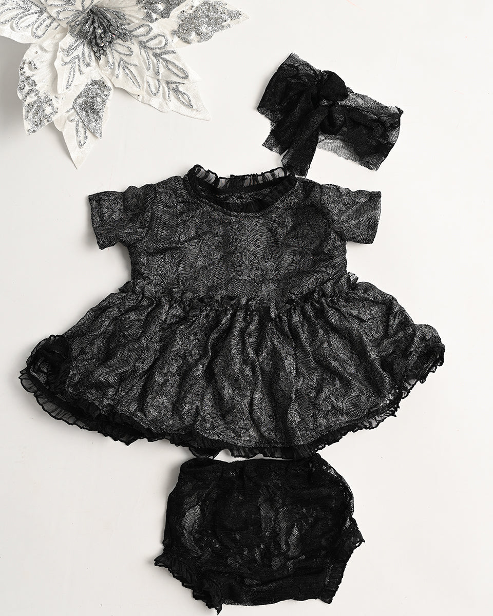 silver black dress for newborn